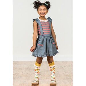Matilda Jane ON THE DOUBLE Jumper Skirt Girls Size 4 Camp MJC Denim Chambray Ver